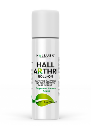 HALLARTHRI - Roll-on 3 oz, 90 ml - Peppermint Camphor Arnica - Fast acting, No side effects - Hallusa Natural