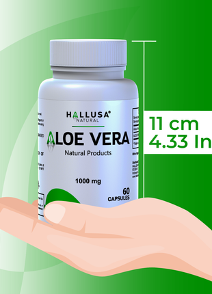 Aloe Vera  1000 mg - Organic Aloe Vera - Digestive Enzymes - Colon Cleanse - Detox - 60 Capsules - Hallusa Natural