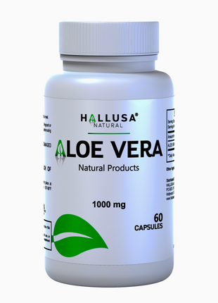 Aloe Vera  1000 mg - Organic Aloe Vera - Digestive Enzymes - Colon Cleanse - Detox - 60 Capsules - Hallusa Natural