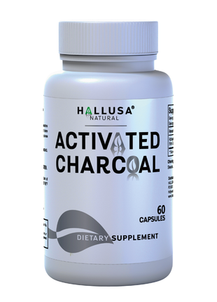 Activated Charcoal - 520 mg Highly Absorbent - Gas & Bloating - Detox  Supplement  - Derived from Coconut Shells - Hallusa Natural - 60 Capsules