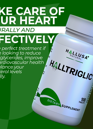 Halltriglic - Omega 3 Fish Oil - DHA 18% EPA 12% - Cholesterol Supplements - Omega 3 Fatty Acids - Blood Pressure Supplements - 100 - Hallusa Natural