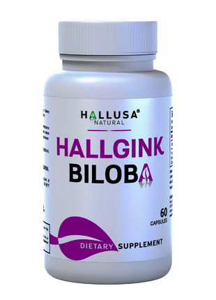 HallGink Biloba - Ginkgo Biloba 120mg - Brain Supplements for Memory and Focus - Memory & Brain Supports Supplement - 60 Capsules - Hallusa Natural