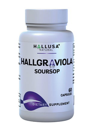 Hall Graviola Soursop 800 mg - Immune Support - Soursop Leaves- Vitamin C - Organic Soursop - 60 Capsules - Non-GMO & Gluten Free - Hallusa Natural