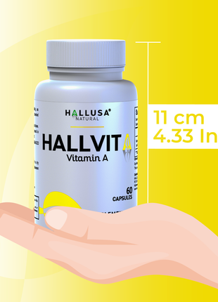 HallVita - Vitamin A 10,000 iu - Immune & Vision Support - Vitamin A Supplement - Non-GMO - Gluten Free - 60 Capsules - Hallusa Natural