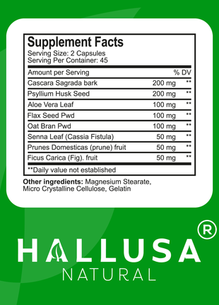 Hallusa Natural - HallColon Cleanser - Gut Cleanse - Detox - Super Colon Cleanse - Digestive Enzymes - 90 Capsules