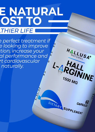 Hall L- Arginine 1500 mg - Pre Workout - Amino Acids Supplement - Nitric Oxide - Amino Energy - Energy Supplements - Muscle Recovery - 60