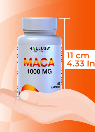 Maca 1000 mg - Maca Root Capsules for Men and Women - Energy Supplements - Maca Supplements - 60 Capsules - Non GMO - Gluten Free - Hallusa Natural