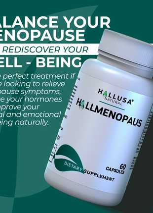 HallMenopaus - Menopause Supplements for Women - Hot Flashes, Night Sweats - Hormone Balance for Women - 60 Capsules - Hallusa Natural