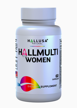 HallMulti Women - Multivitamin for Women with Multiminerals Vitamin E, Vitamin A, Vitamin C, Folic Acid , Zinc, Magnesium - Energy, Focus - 60 cap