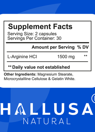 Hall L- Arginine 1500 mg - Pre Workout - Amino Acids Supplement - Nitric Oxide - Amino Energy - Energy Supplements - Muscle Recovery - 60