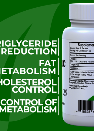 Halltriglic - Omega 3 Fish Oil - DHA 18% EPA 12% - Cholesterol Supplements - Omega 3 Fatty Acids - Blood Pressure Supplements - 100 - Hallusa Natural