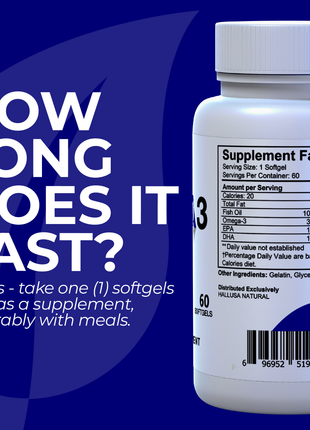 Omega 3 300 mg - Fish Oil 1000 mg - Omega 3 Supplement - Fish Oil EPA 180 mg DHA 120 mg - Omega 3 Fatty Acids - Triglyceride Omega 3 Fish Oil - 60 Soft