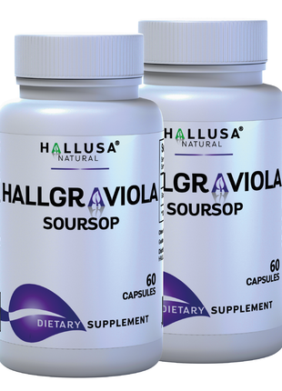 Hall Graviola Soursop 800 mg - Immune Support - Soursop Leaves- Vitamin C - Organic Soursop - 60 Capsules - Non-GMO & Gluten Free - Hallusa Natural