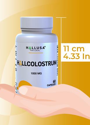 HallColostrum 1000 mg - Colostrum - Colostrum Supplement - Bovine Colostrum - Immune Support Supplement - Colostrum Powder - 60 Cap - Hallusa Natural