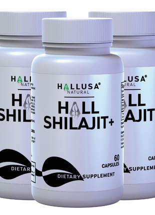 HallShilajit + Extract Fulvic Acid - Supplement 60 Capsules 30 servings /1,000 mg Shilajit per servings - Extract pure Himalayan Organic- Gluten Free- Non-GMO  HALLUSA NATURAL