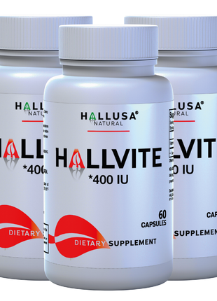 HallVite - Vitamin E - Immune Support Supplement - Skin Vitamins for Women - Natural Antioxidant - Non GMO - Gluten Free - 60 Cap - Hallusa Natural