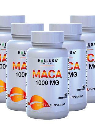 Maca 1000 mg - Maca Root Capsules for Men and Women - Energy Supplements - Maca Supplements - 60 Capsules - Non GMO - Gluten Free - Hallusa Natural