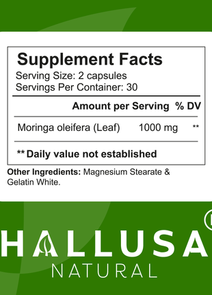 HallMoringa - Moringa 1000 MG - Rosabella Moringa - Immune Support Supplement - Anti Inflammatory - Joint Support - Energy Supplements - 60 Capsules