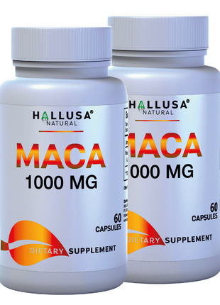 Maca 1000 mg - Maca Root Capsules for Men and Women - Energy Supplements - Maca Supplements - 60 Capsules - Non GMO - Gluten Free - Hallusa Natural