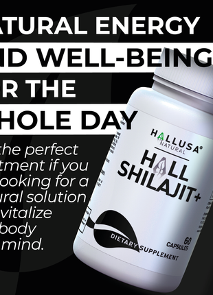 HallShilajit + Extract Fulvic Acid - Supplement 60 Capsules 30 servings /1,000 mg Shilajit per servings - Extract pure Himalayan Organic- Gluten Free- Non-GMO  HALLUSA NATURAL