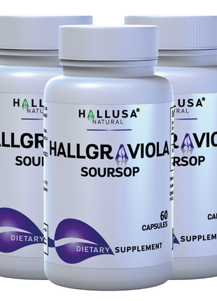 Hall Graviola Soursop 800 mg - Immune Support - Soursop Leaves- Vitamin C - Organic Soursop - 60 Capsules - Non-GMO & Gluten Free - Hallusa Natural