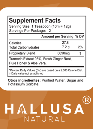 Hallusa Natural - HallSyrup 4 Oz - Turmeric Extract with 95% Curcuminoids - Ginger Extract, Raw Honey & Aloe Vera - Cold and Flu