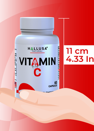 Vitamin C 1000mg, 60 Capsules - High Absorption - Immune Support Supplement - Antioxidants Supplement - Non GMO - Gluten Free - Hallusa Natural