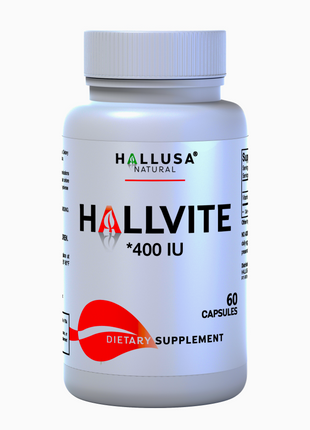 HallVite - Vitamin E - Immune Support Supplement - Skin Vitamins for Women - Natural Antioxidant - Non GMO - Gluten Free - 60 Cap - Hallusa Natural