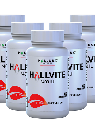 HallVite - Vitamin E - Immune Support Supplement - Skin Vitamins for Women - Natural Antioxidant - Non GMO - Gluten Free - 60 Cap - Hallusa Natural