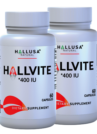 HallVite - Vitamin E - Immune Support Supplement - Skin Vitamins for Women - Natural Antioxidant - Non GMO - Gluten Free - 60 Cap - Hallusa Natural